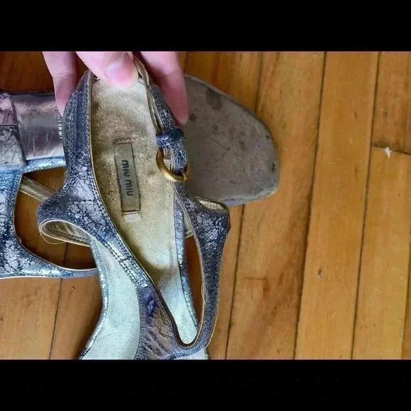 Miu Miu silver  metallic sandals - Picture 4 of 5